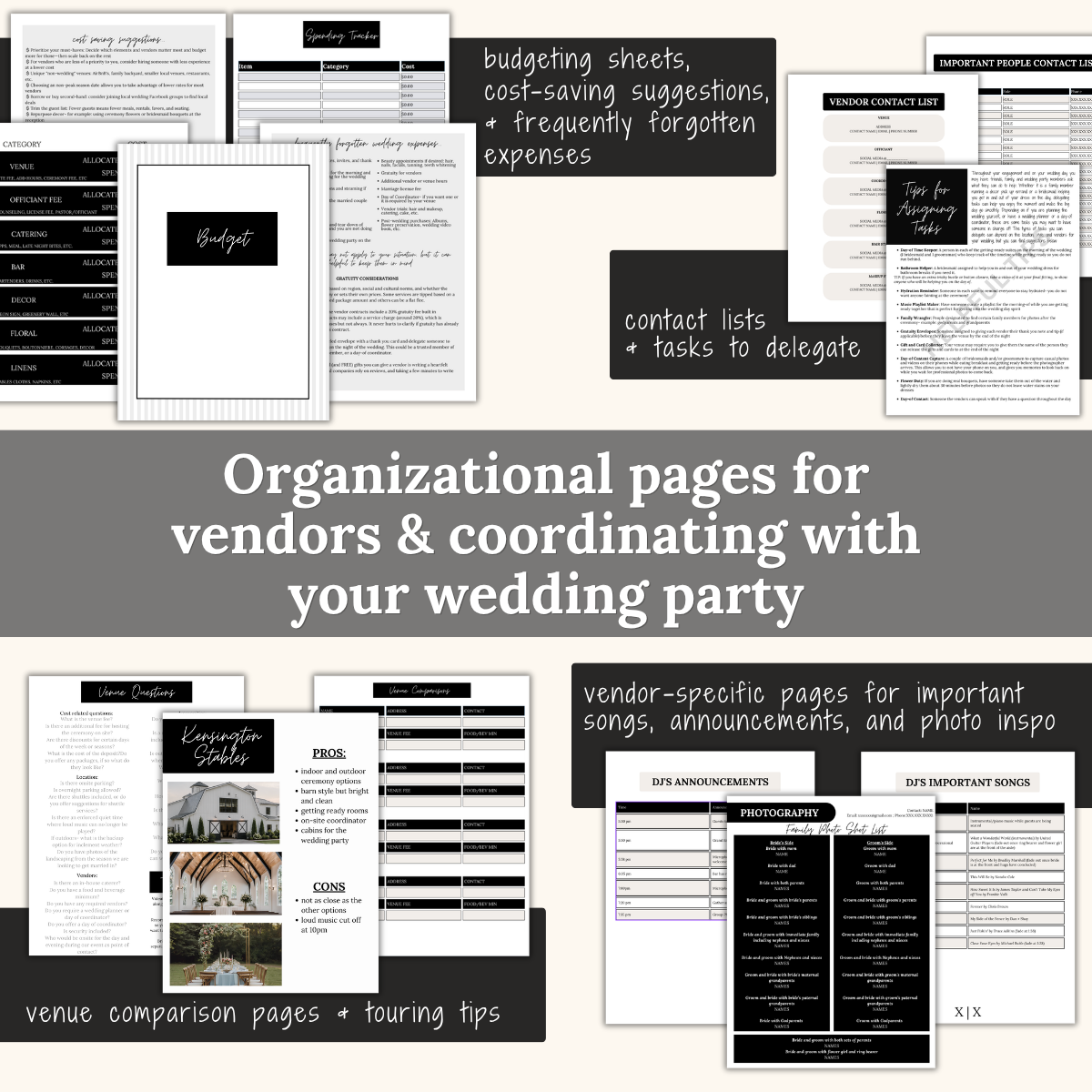 Ultimate Wedding Planning Binder Template- Classic Black and White