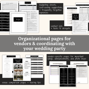 Ultimate Wedding Planning Binder Template- Classic Black and White
