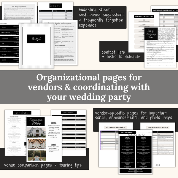 Ultimate Wedding Planning Binder Template- Classic Black and White