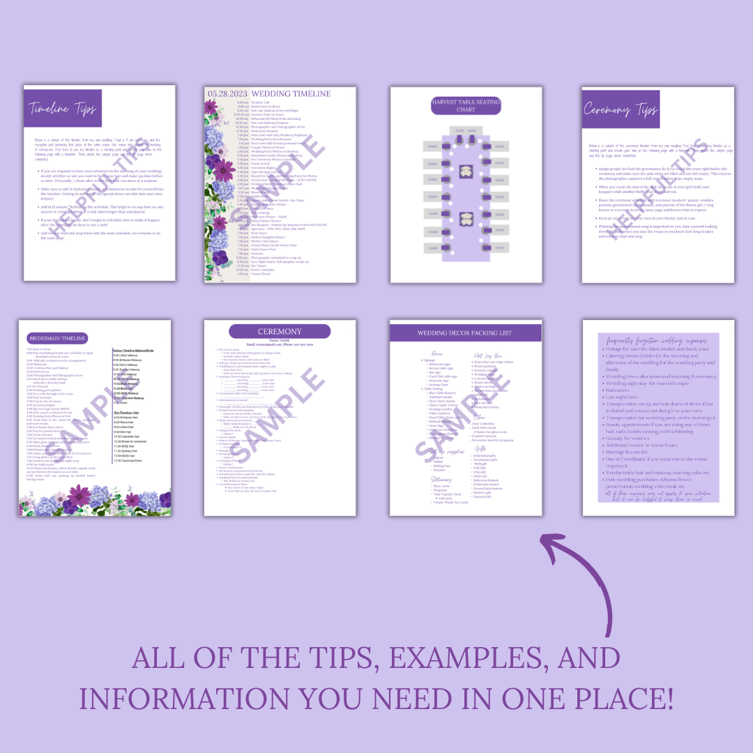 Ultimate Wedding Planning Binder Template- Lavender and Amethyst