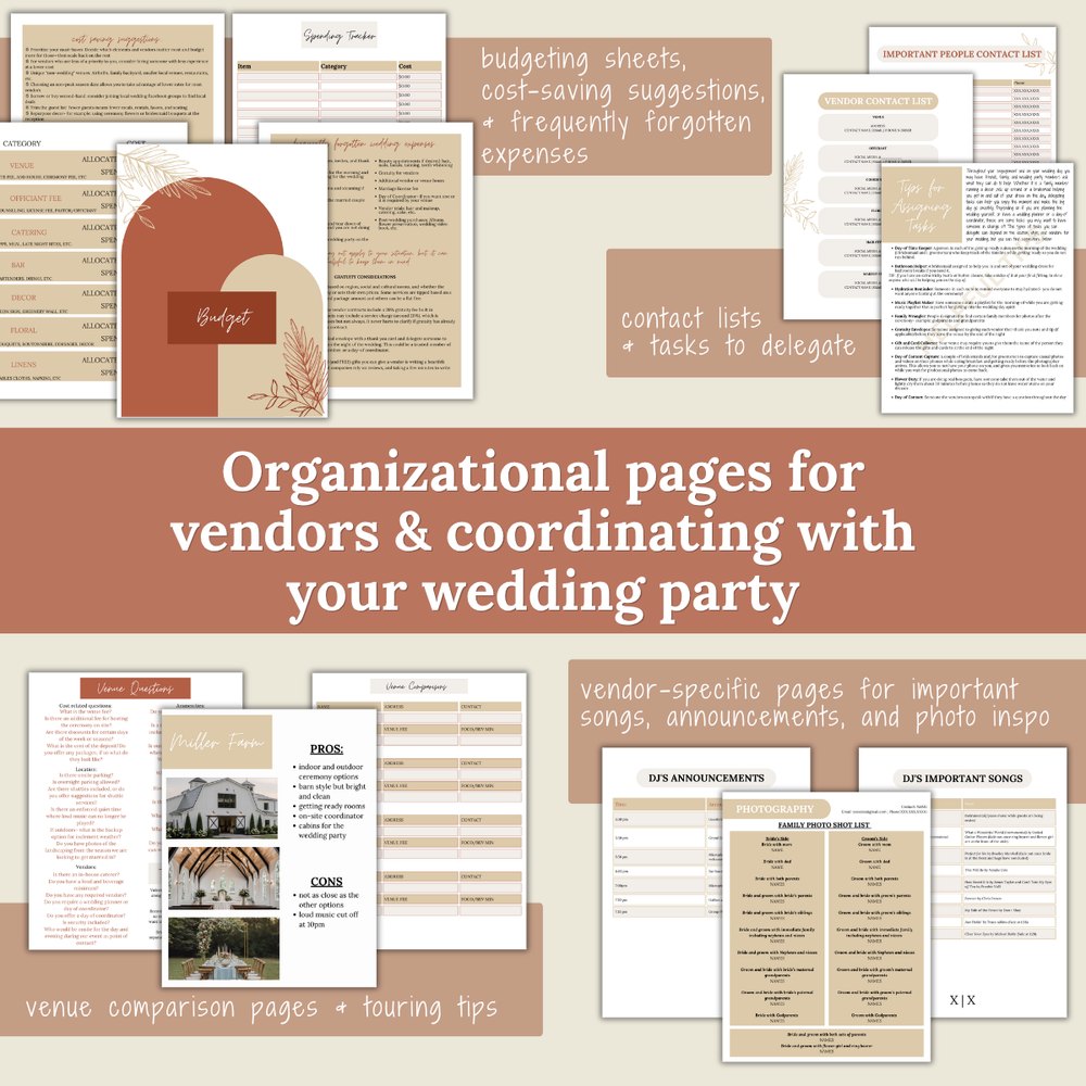 Ultimate Wedding Planning Binder Template- Terracotta and Khaki