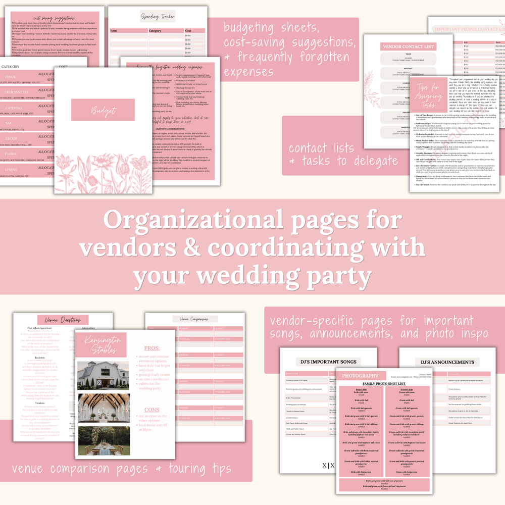 Ultimate Wedding Planning Binder Template- Light Pink Floral
