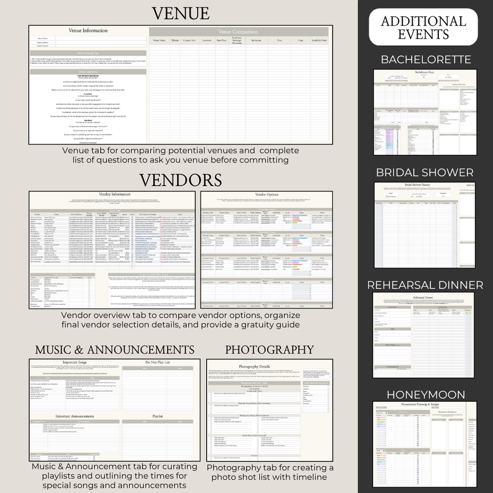 Ultimate Wedding Planning Spreadsheet-Neutral