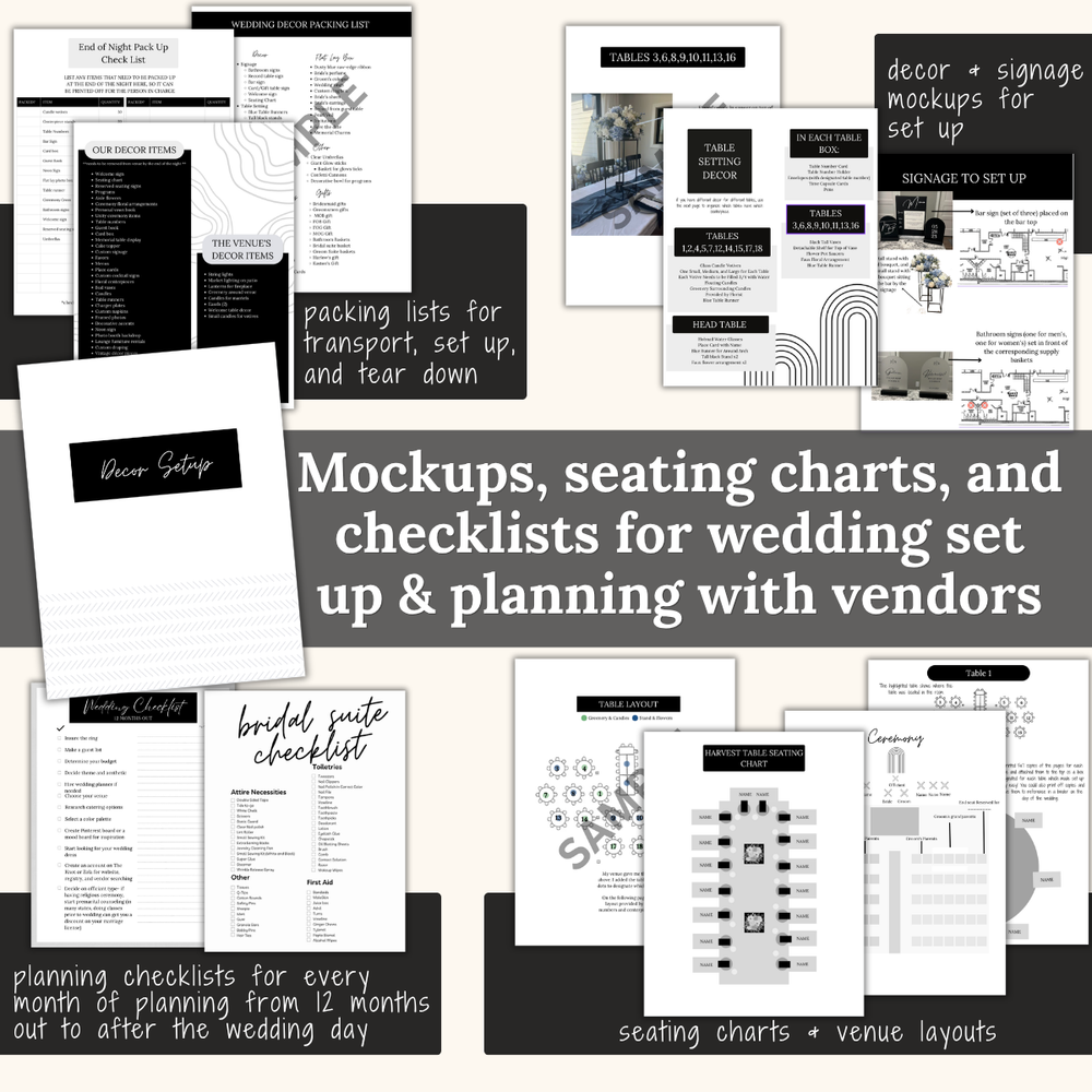 Ultimate Wedding Planning Binder Template- Modern Black and White