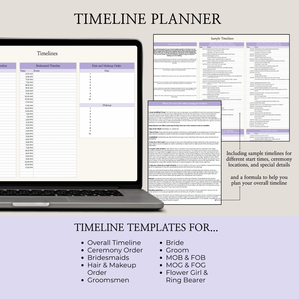 Ultimate Wedding Planning Spreadsheet-Purple