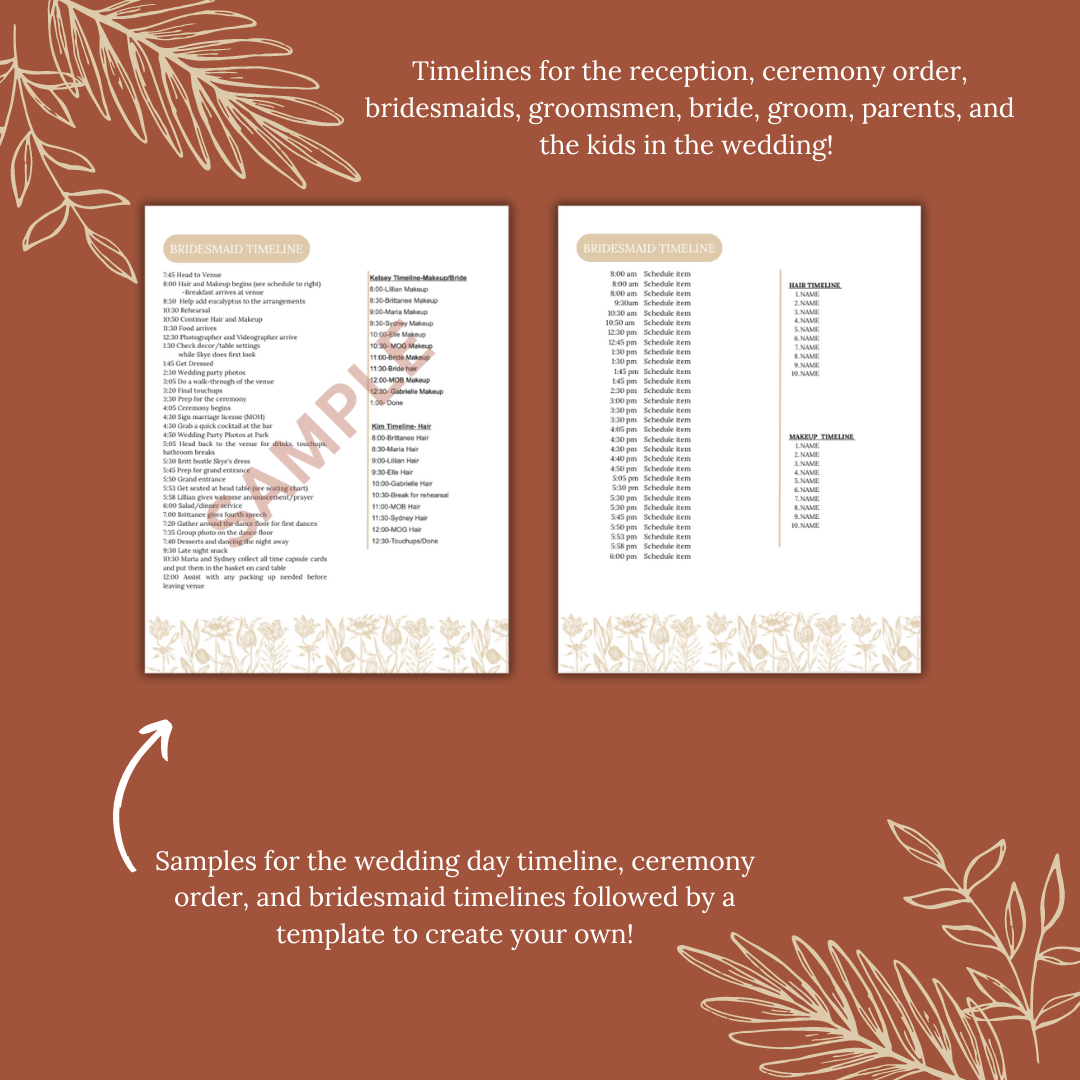 Ultimate Wedding Planning Binder Template- Terracotta and Khaki