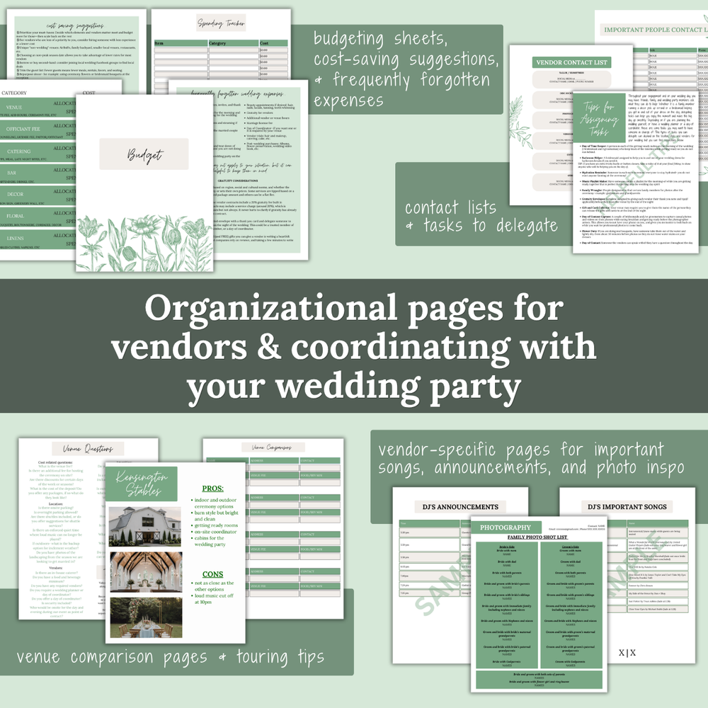 Ultimate Wedding Planning Binder Template- Sage Green Floral