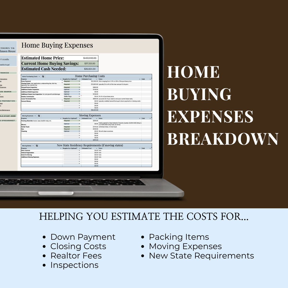 Home Buying Spreadsheet