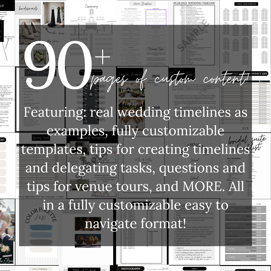 Ultimate Wedding Planning Binder Template- Classic Black and White