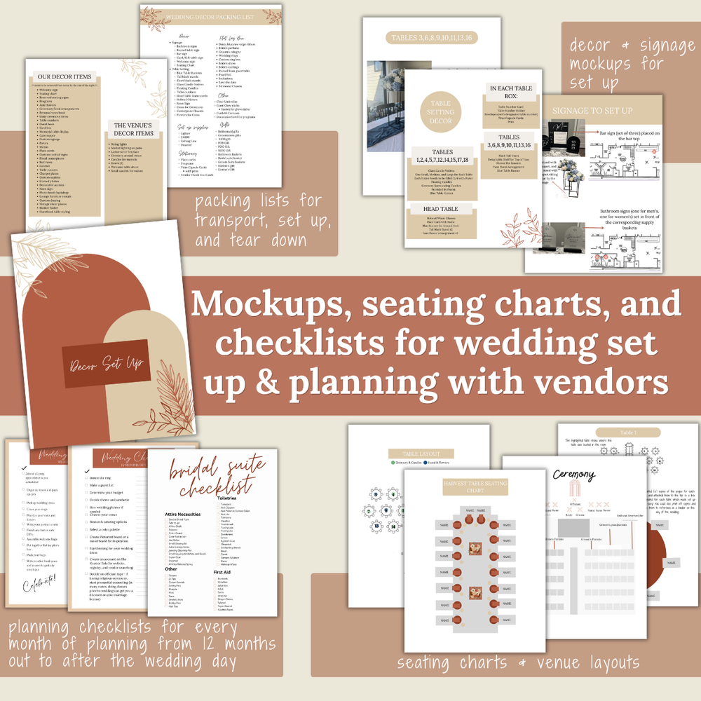 Ultimate Wedding Planning Binder Template- Terracotta and Khaki