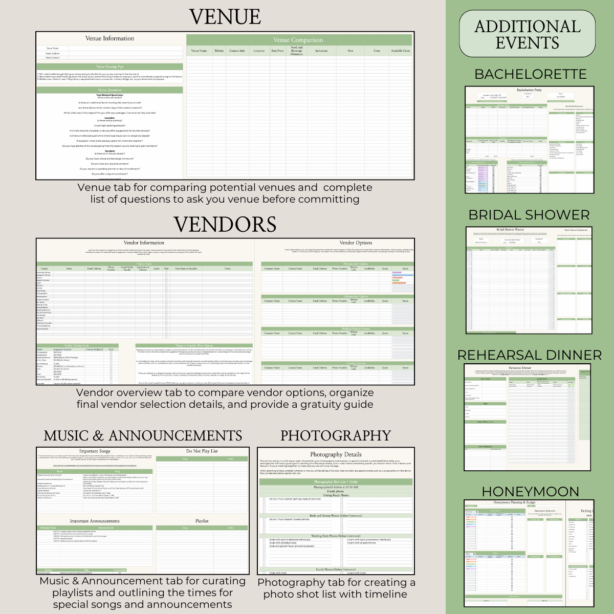 Ultimate Wedding Planning Spreadsheet-Green