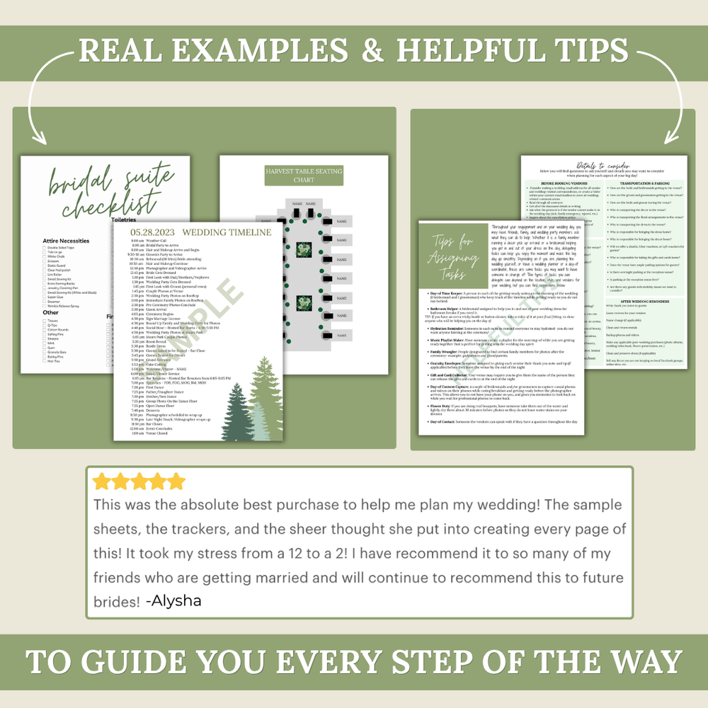 The Ultimate Wedding Planning Binder Template- Green Mountain and Woods Theme