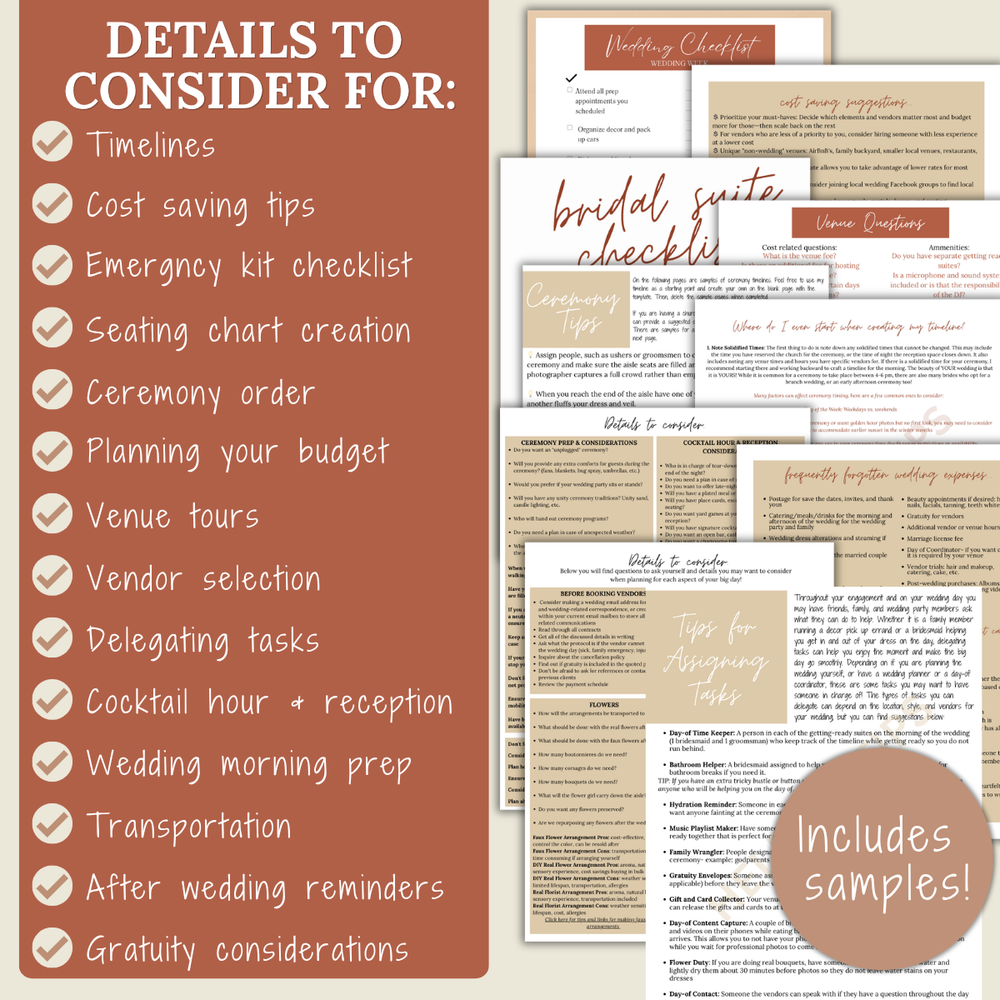 Ultimate Wedding Planning Binder Template- Terracotta and Khaki