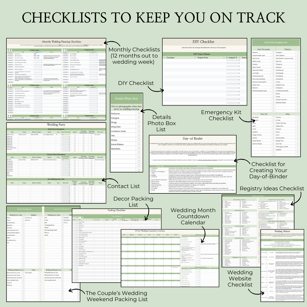 Ultimate Wedding Planning Spreadsheet-Green