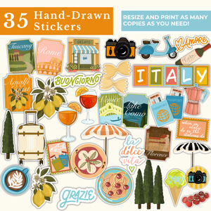 Italy Sticker & Scrapbooking Pack | Digital Download