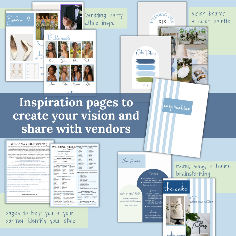 Ultimate Wedding Planning Binder Template- Hydrangeas & Stripes (Coastal Blue)
