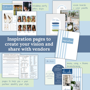 Ultimate Wedding Planning Binder Template- Hydrangeas & Stripes (Coastal Blue)