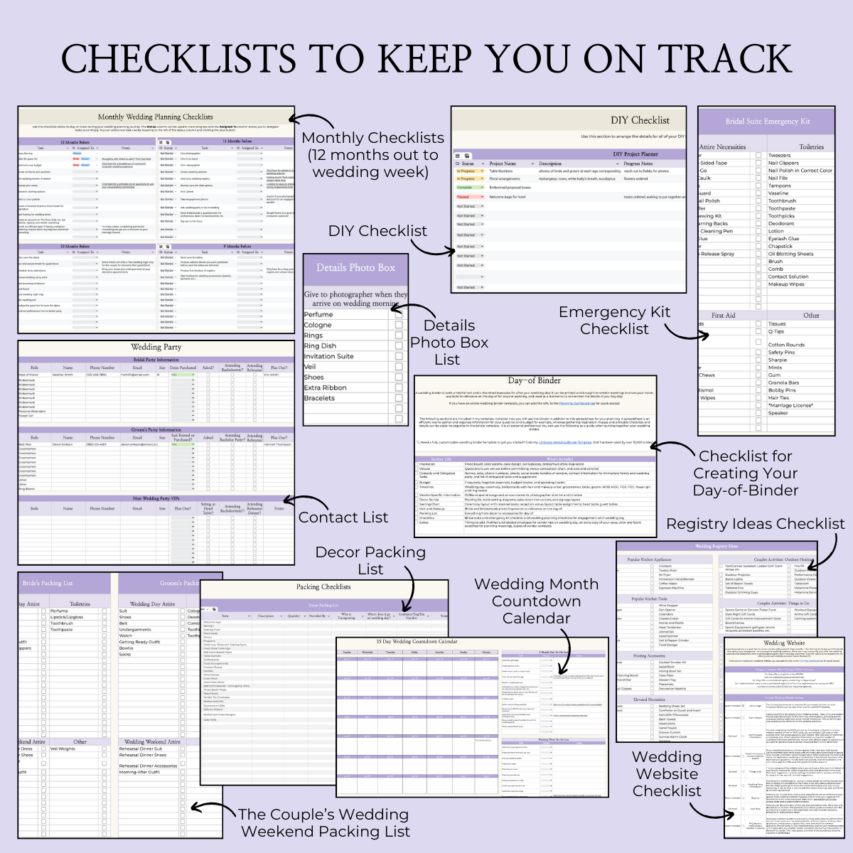 Ultimate Wedding Planning Spreadsheet-Purple