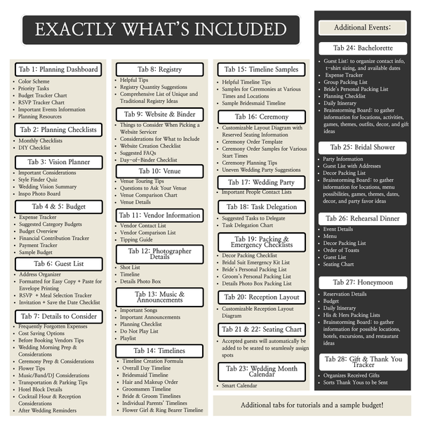 Ultimate Wedding Planning Spreadsheet-Neutral