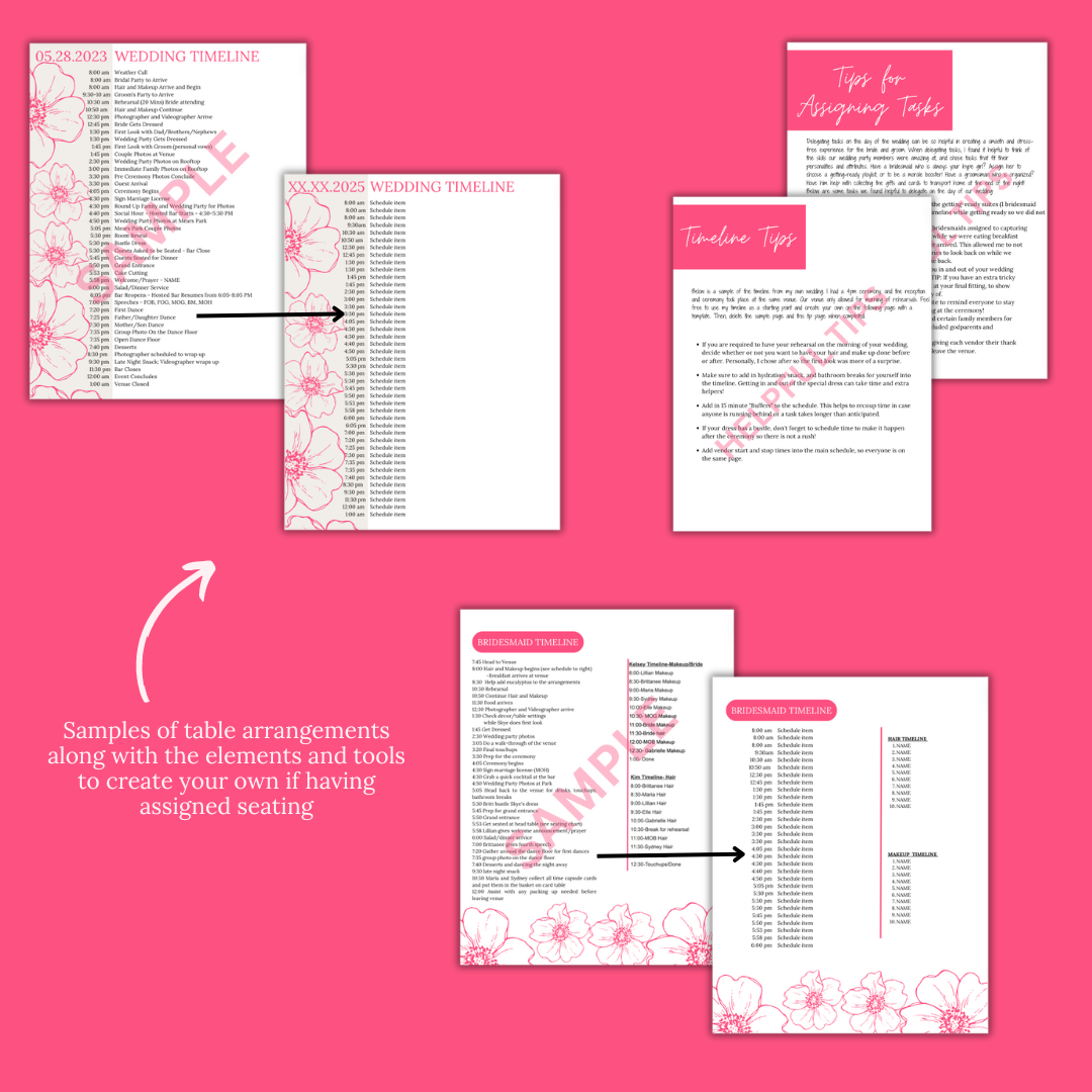 Ultimate Wedding Planning Binder Template- Bright Pink Floral