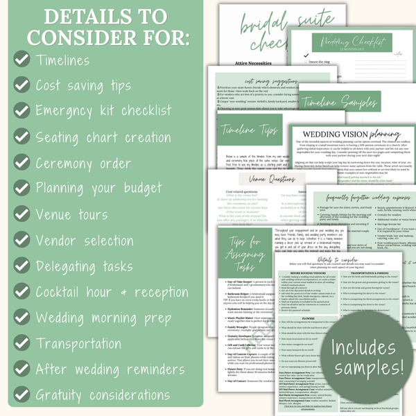 Ultimate Wedding Planning Binder Template- Sage Green Floral
