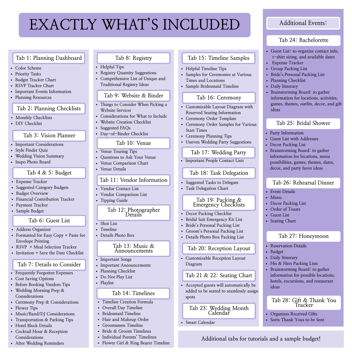 Ultimate Wedding Planning Spreadsheet-Purple