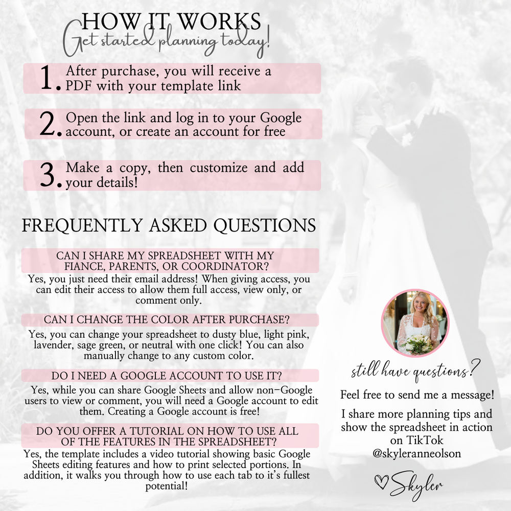 Ultimate Wedding Planning Spreadsheet-Pink