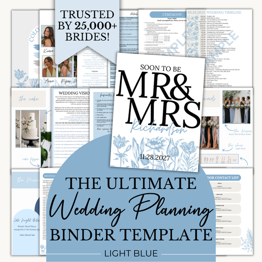 Ultimate Wedding Planning Binder Template- Light Blue Floral