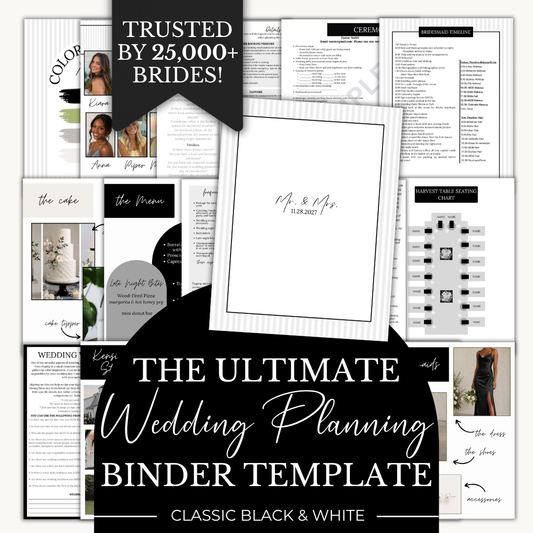 Ultimate Wedding Planning Binder Template- Classic Black and White