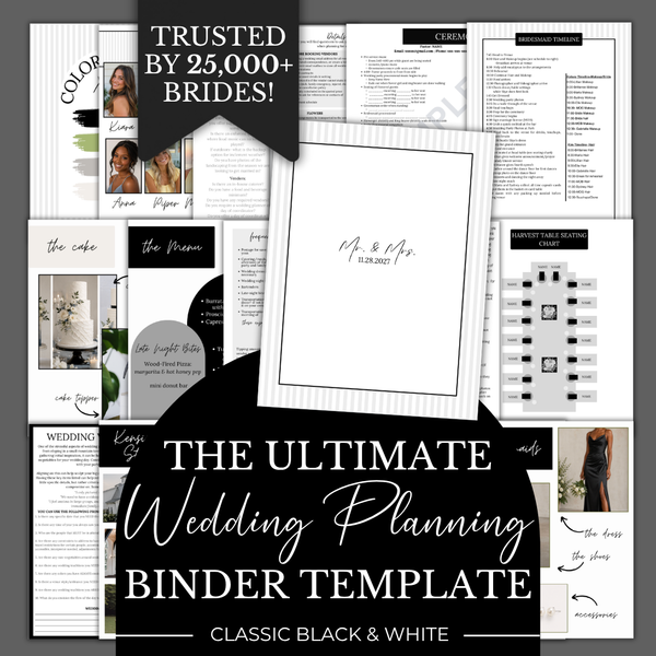 Ultimate Wedding Planning Binder Template- Classic Black and White