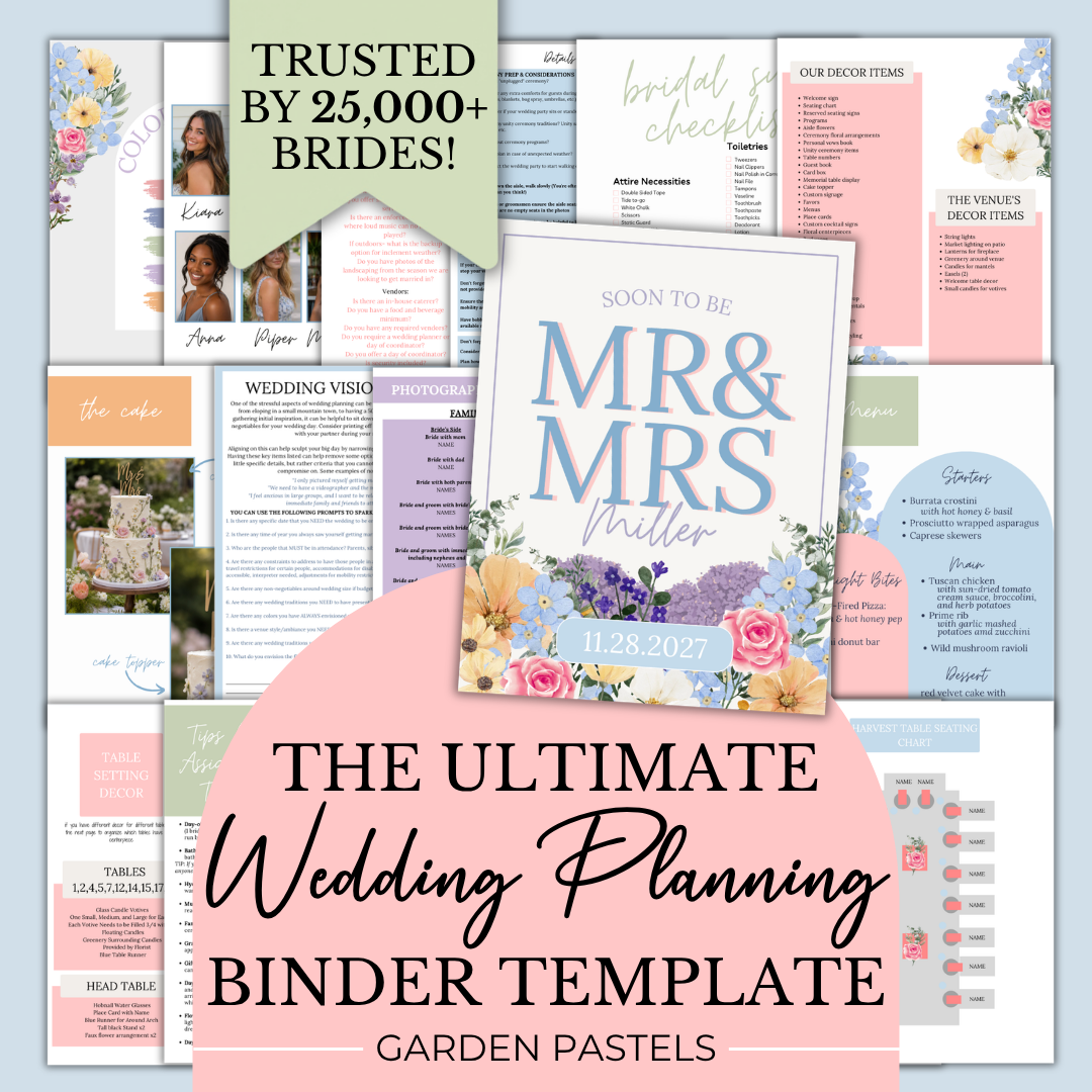 Ultimate Wedding Planning Binder Template- Pretty Pastels | Garden Party