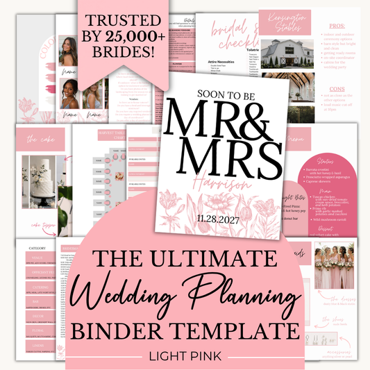 Ultimate Wedding Planning Binder Template- Light Pink Floral