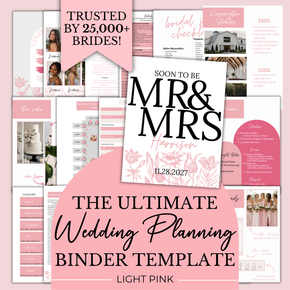 Ultimate Wedding Planning Binder Template- Light Pink Floral