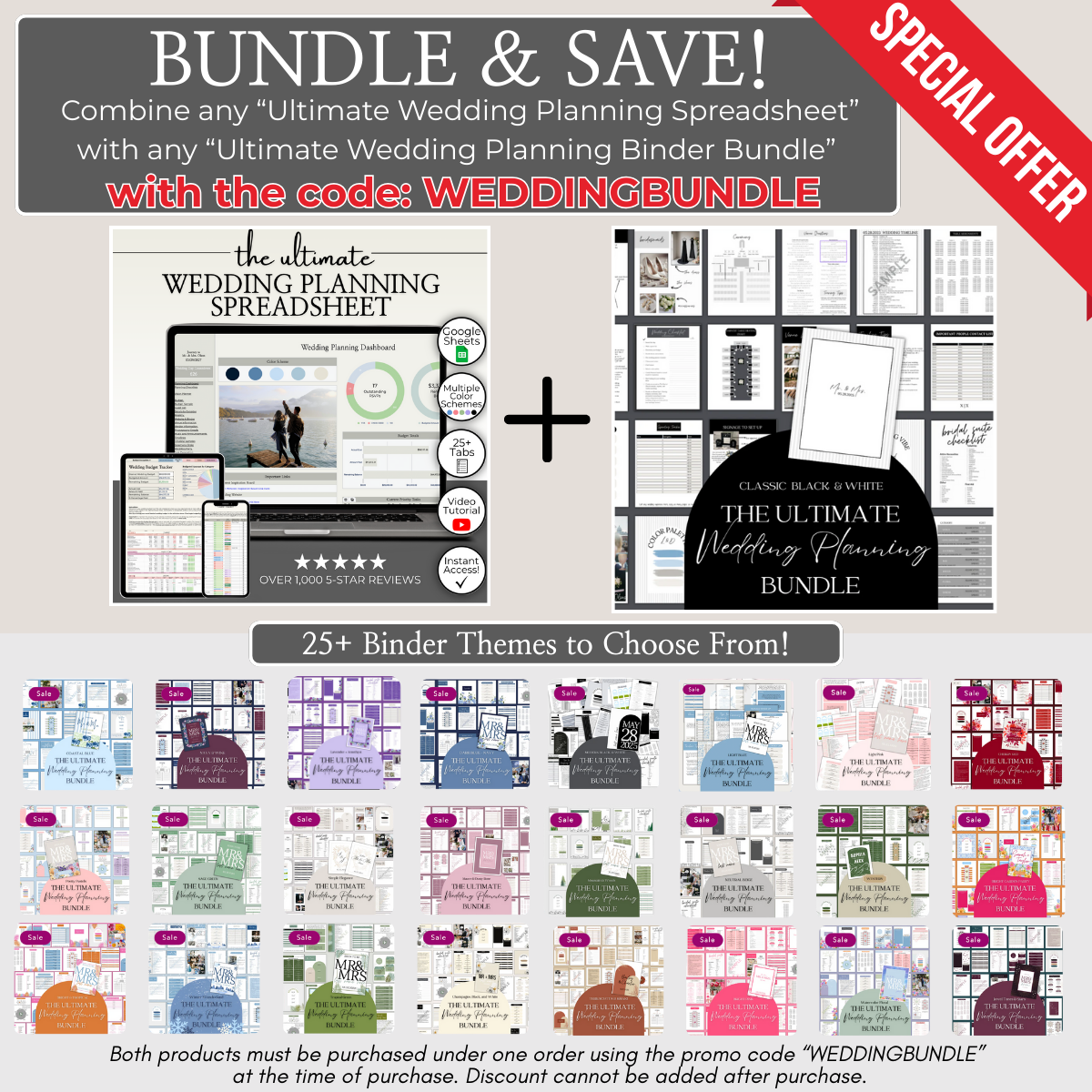 Ultimate Wedding Planning Binder Template- Modern Black and White