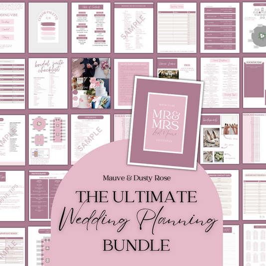 Ultimate Wedding Planning Binder Template- Mauve & Dusty Rose