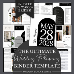 Ultimate Wedding Planning Binder Template- Modern Black and White