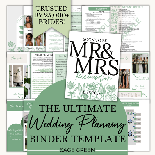 Ultimate Wedding Planning Binder Template- Sage Green Floral