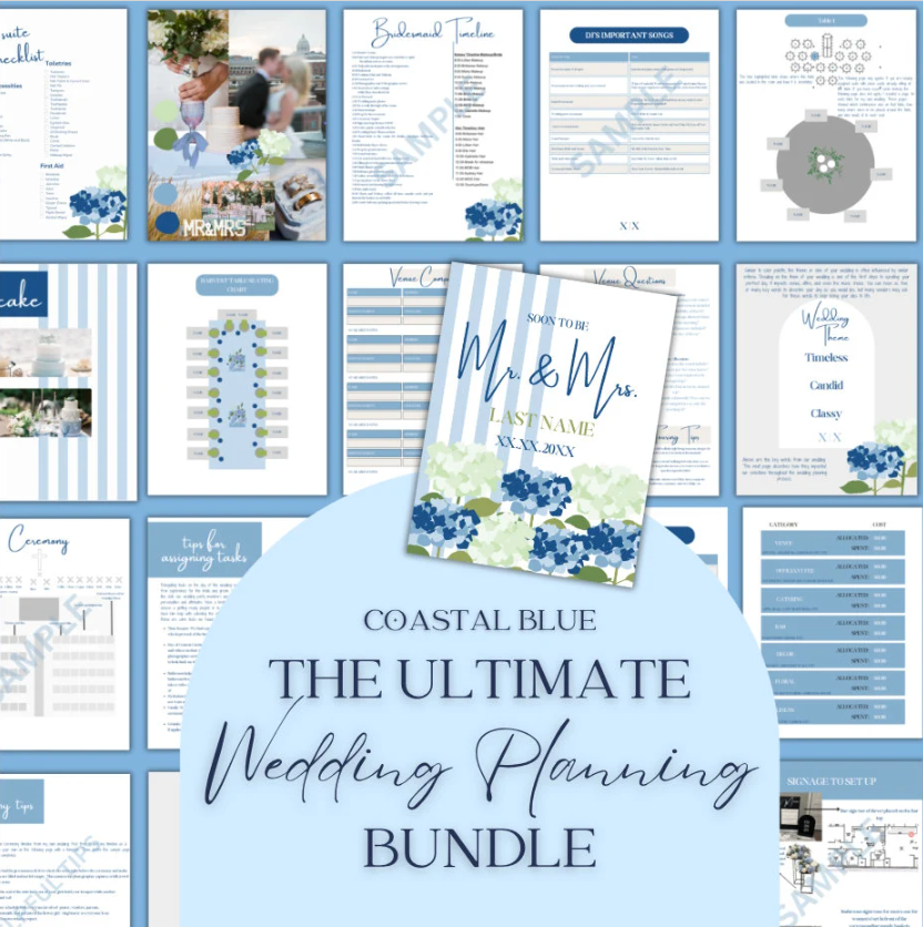 Ultimate Wedding Planning Binder Template- Coastal Blue