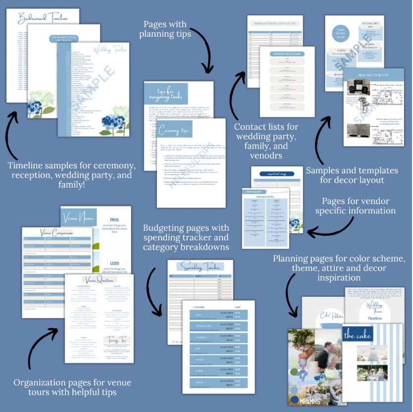 Ultimate Wedding Planning Binder Template- Coastal Blue