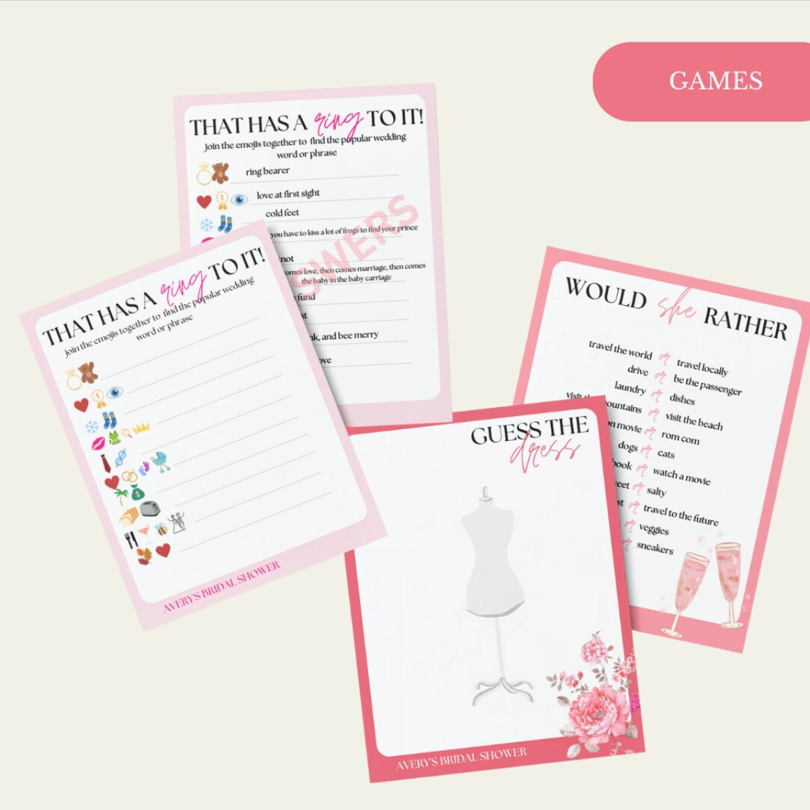 Bridal Shower Kit: "Petals and Prosecco" Customizable Digital Template | Pink | Floral | Recipe Cards | Bridal Shower Signs | Invitations