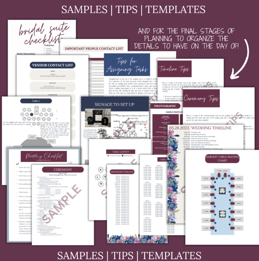 Ultimate Wedding Planning Binder Template- Navy + Wine