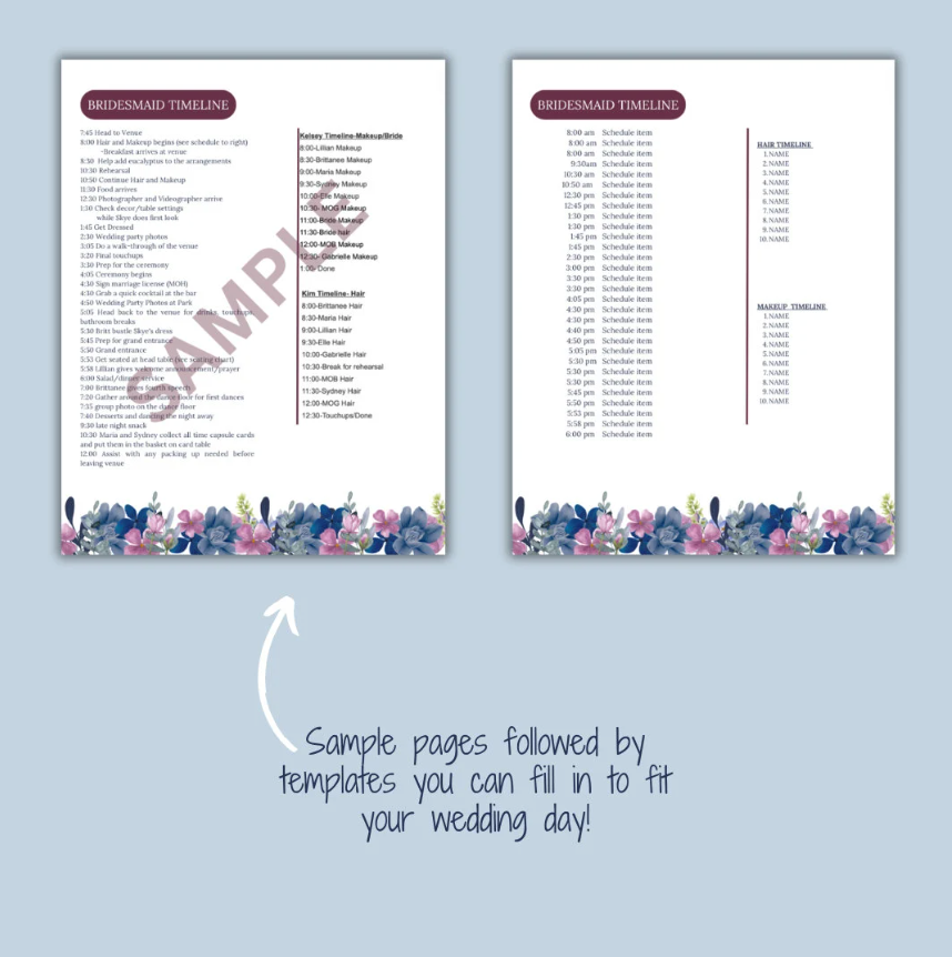 Ultimate Wedding Planning Binder Template- Navy + Wine