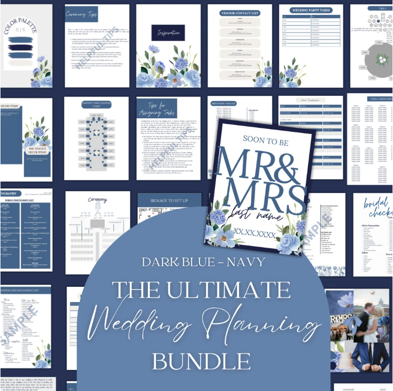 Ultimate Wedding Planning Binder Template- Dark Blue + Navy Floral