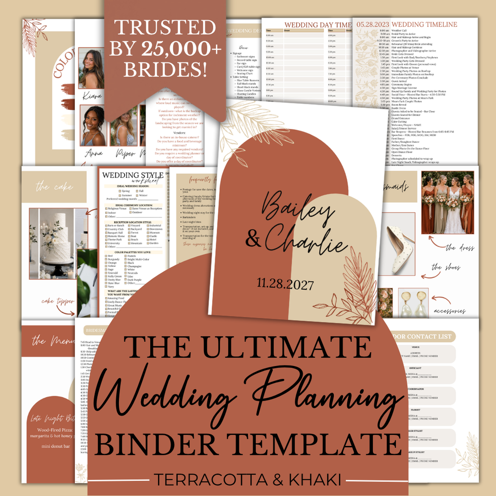 Ultimate Wedding Planning Binder Template- Terracotta and Khaki