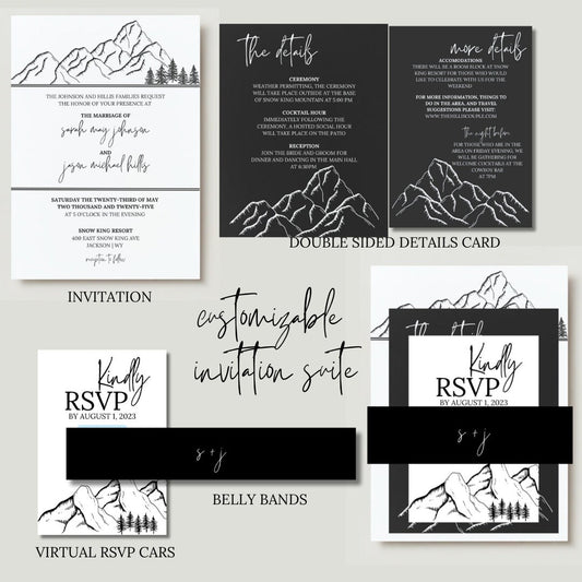 Modern Mountains: Harlow Invitation Suite (Customizable Digital Template)