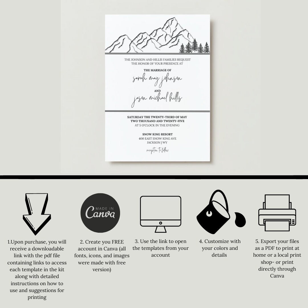 Modern Mountains: Harlow Invitation Suite (Customizable Digital Template)