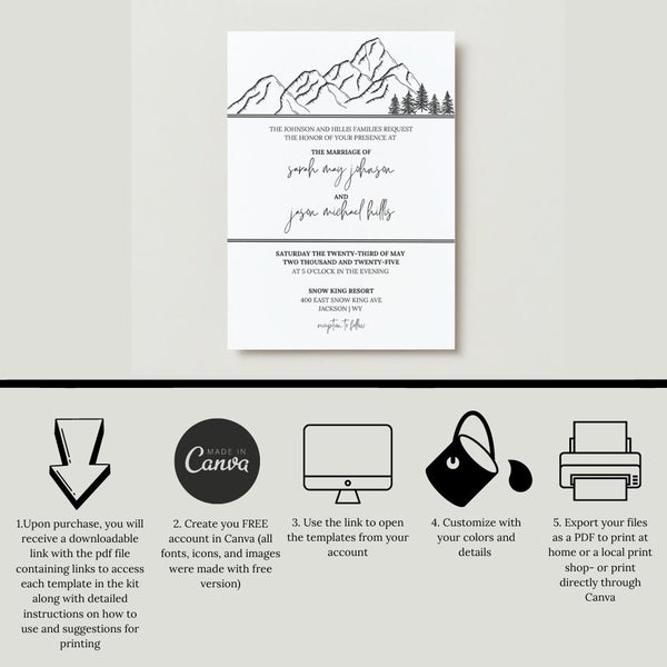 Modern Mountains: Harlow Invitation Suite (Customizable Digital Template)