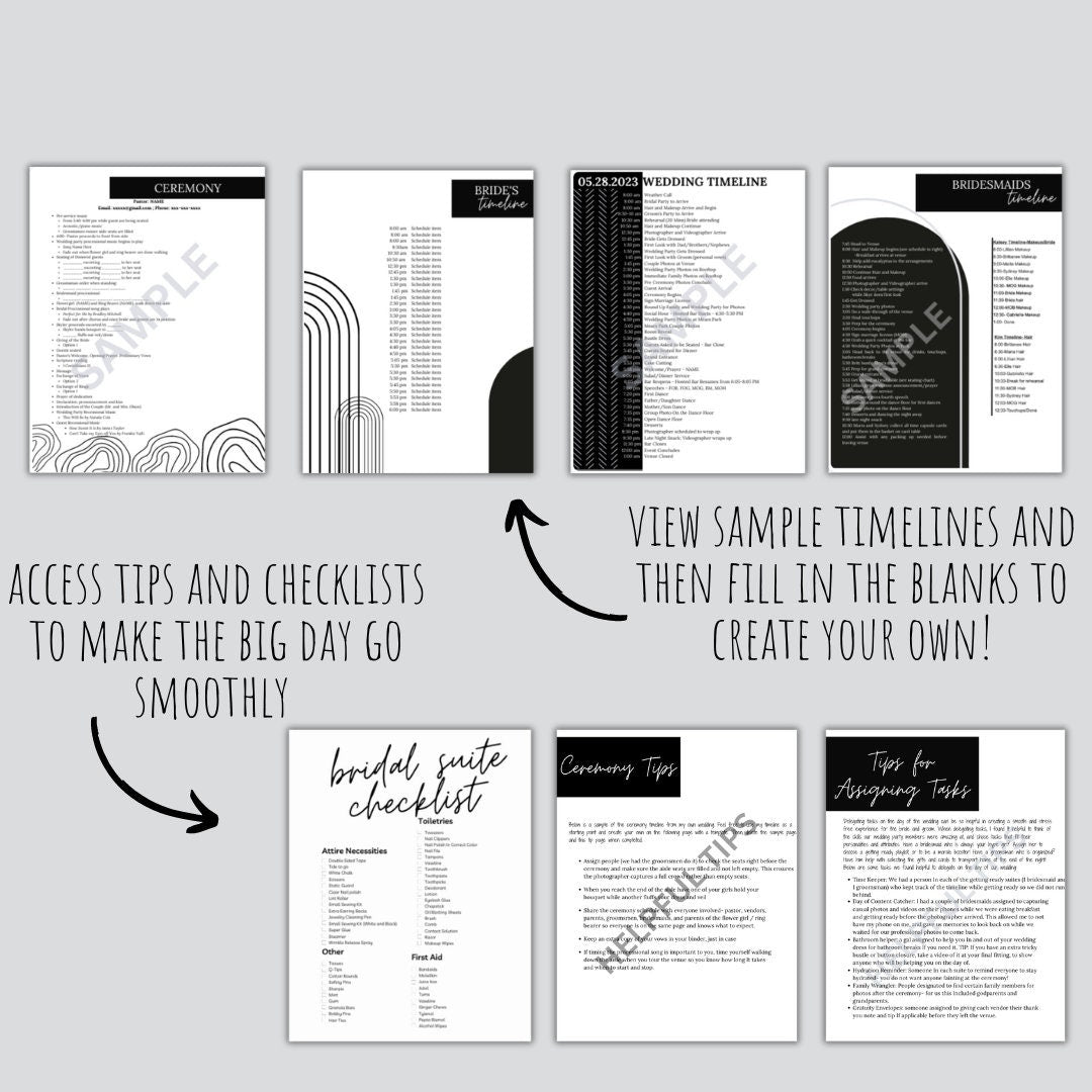 Wedding Day Of Binder Template | Modern Black and White