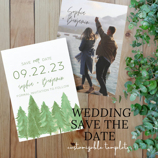 Forest Wedding Save the Date | Customizable Digital Template