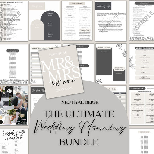 Ultimate Wedding Planning Binder Template- Neutral Beige